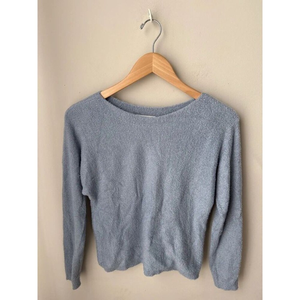 Rachel Zoe Dusty Blue Soft Fuzzy Crewneck Sweater Small